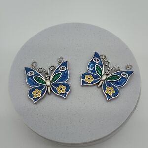 GUCCI Vintage Enamel Butterfly Zipper Pull Charms Matching Pair Archival